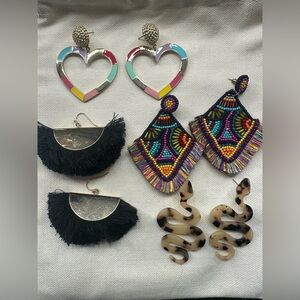 Colorful Heart and Beaded Earrings Set